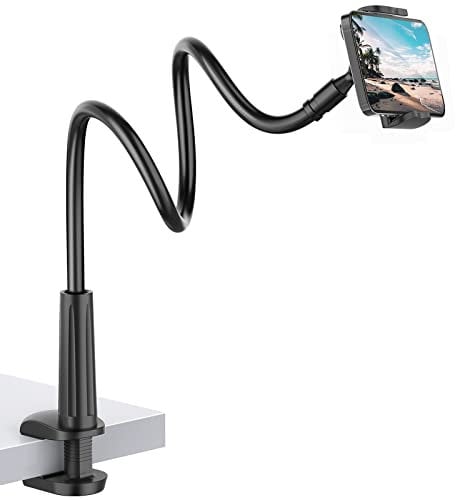 Shawe Lazy Handy Halter, Schwanenhals Handy Halterung : Universal Flexible Lang Arm Handy Ständer für Phone 11 Pro XS Max XR X 8 7 6 6s Plus, Samsung, und 4-6,5 Zoll Geräte - Schwarz