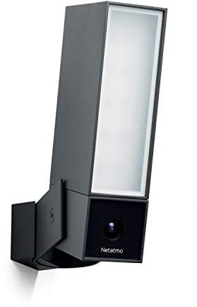 Netatmo Caméra de Surveillance WiFi extérieure Intelligente avec sirène 105 DB, projecteur intégré, détection de Mouvement, Vision Nocturne, sans Frais supplémentaires, NOC-S-IB