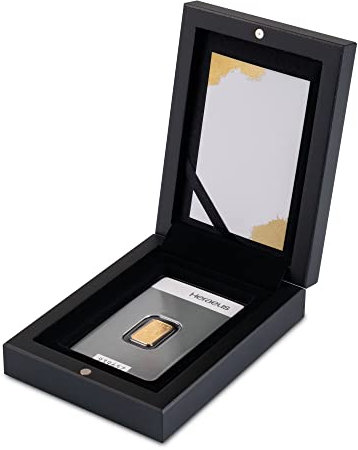 Goldbarren 2g Kinebar Heraeus im edlen Geschenk-Etui mit Grußkarte - Schwarz - Feingold 999,9 (2g Gold Kinebar)