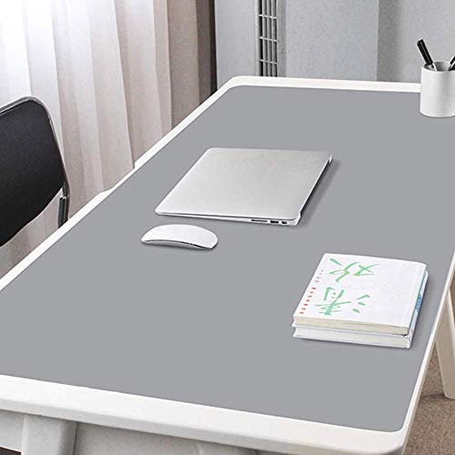 Multifunktionale Schreibtischunterlage, erweitertes PU-Leder, Gaming-Mauspad, ultradünn, rutschfest, glatte Schreibunterlage, wasserdicht, Schreibunterlage, schwarz, 100x50cm grau