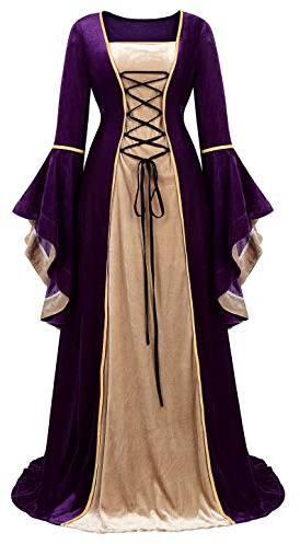 Josamogre Rinascimentale Costume Carnevale Donna Medievale Velluto Abito Manica Lunga Vestito Vintage Carnevale Partito Halloween Fancy Cosplay