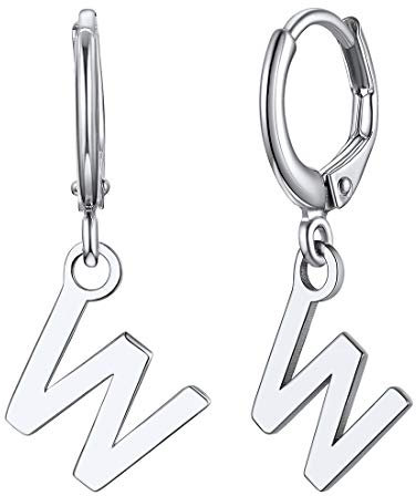 ChicSilver Damen Ohrringe Buchstabe W Ohrringe Creolen Hoop Tropfen Ohrstecker für Jeden Tag