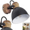 Wandlampe Banjul, Vintage Wandleuchte aus Metall in schwarz/holzoptik im Industrial-Style, 1-flammig, 1 x E27, Ø Schirm 15 cm, verstellbarer Strahler, mit An-/Ausschalter, ohne Leuchtmittel