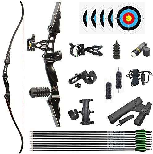 60 Zoll Bogenschießen Takedown Recurve Bogen ILF Wurfarme und Bogen Riser Jagdbogen Erwachsene Sportbogen 20-50lbs für Outdoor-Jagd Schießen Ziel Übung (35lbs, Typ 2)