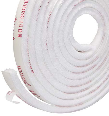 fowong Bürstendichtung Selbstklebend Tür Abdichten Dichtungsstreifen 6 m(L)x9mm(B)x5mm(D) Zugluftstopper hochdichter Filz-Zugluft-Exzenter für Schiebetüren Fenster und Garderobe Bürstendichtung Weiß