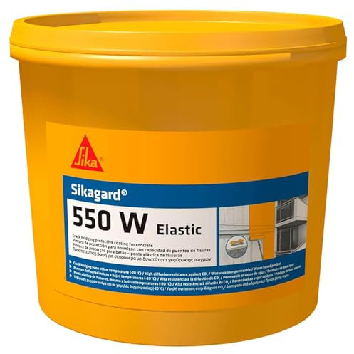 SIKA - Sikagard 550W Elastic, RAL9016 - Rivestimento protettivo per calcestruzzo, con capacità di fare ponte sulle fessure - Bidoni da 15L