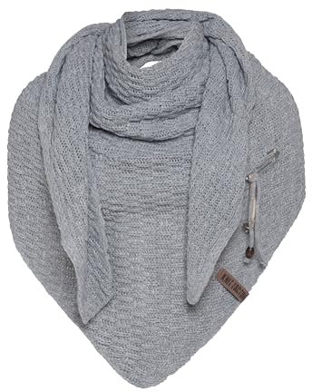 KNIT FACTORY - Dreiecksschal Jaida - Damen Strickschal mit Wolle - Hochwertige Qualität - XXL Schal - 190 x 85 cm - Grau