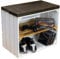 Sitzkiste Johanna Obstkiste und massiven Holzplanken Schuhablage Schuhkommode Hocker Sitzbank Holzbank Regalkiste aus Holz Maße 50 x 30 x 43cm L x T x H (weiss geflammt / schwarz)