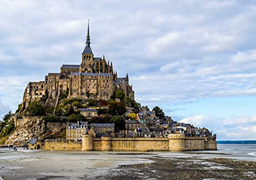 HANSEPUZZLE 100124 - Le Mont St. Michel Puzzle 130 Teile | Reisen Puzzle mit hochwertiger Puzzle Aufbewahrung: Kartonbox und wiederverschließbarem Beutel | Puzzle-Maße: 28,7 x 20 cm
