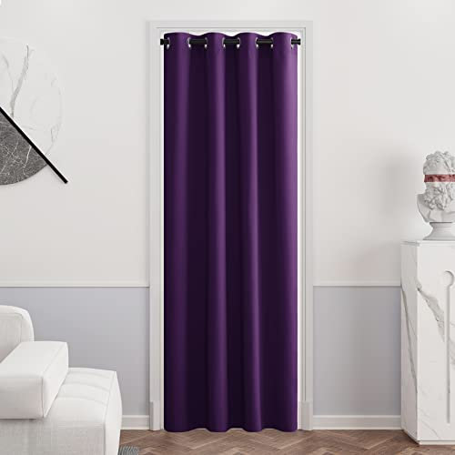 PONY DANCE Gardinen Wohnzimmer Modern Thermo Vorhänge gegen Hitze Vorhänge Kinderzimmer mit Ösen Verdunkelungsvorhang Tür Curtain 1 Stück H 240 x B 140 cm, Violett