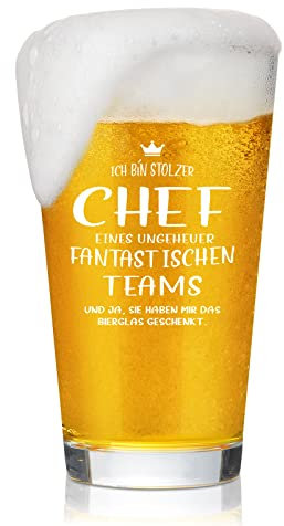 Joymaking Bicchiere da Birra da 0,5 L Con Incisione - Sono Orgoglioso Chef di Una Squadra Straordinaria, Miglior Regalo Personalizzato per Natale, Compleanno