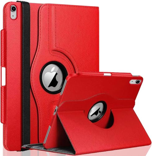 GALTD for iPad A16 Case, 11th Generation 11inch/iPad 10th Generation Case 10.9 (2025-2022) Auto Wake/Sleep Cover with Pencil Holder & Elastic Band, Multi-Angle Stand, 360 Rotating Smart, Red