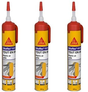 Lot de 3 mastics colle multi-usages SIKA Sikaflex 11 FC Purform - sans pistolet - Gris béton - 260 g