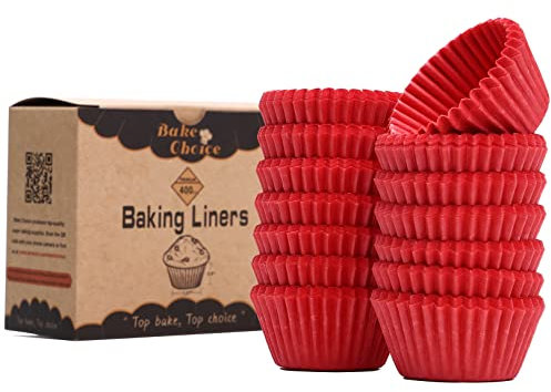 Bodendurchmesser 3,5 cm,400 Stück Muffinförmchen Papier Mini,lebensmittelecht & Antihaftbeschichtet & Fettdicht,für Party & Weihnachten & Geburtstag,Rot