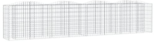 vidaXL Gabionen Hochbeet, Pflanzkorb mit Hochbogen, Steinkorb Pflanzkasten für Garten Terrasse, Blumenkasten Drahtkorb Blumenbeet, 400x50x100cm Verzinktes Eisen