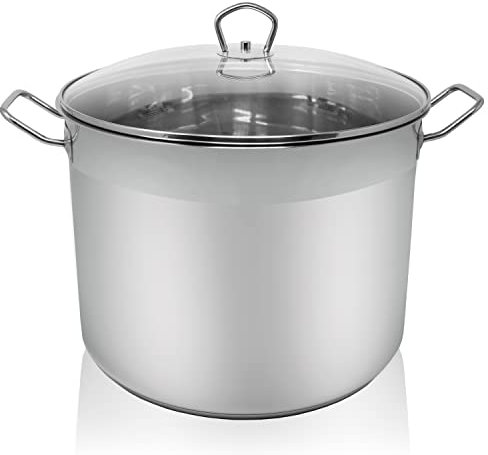 Krüger Edelstahl-Maxitopf - Kochtopf mit Deckel zum Sichtkochen - energiesparender Kapselboden - ideal für Feste, Partys und den alltäglichen Gebrauch (Maxitopf - 20 Liter)
