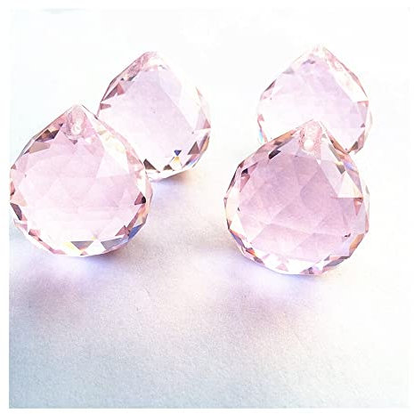 Attrape-soleil de jardin 4 pièces/lot boule de lustre de couleur rose 30mm boules à facettes en cristal lustre en verre sphères pendentifs bricolage rideau pièces suspendues Colliers pendentifs faits