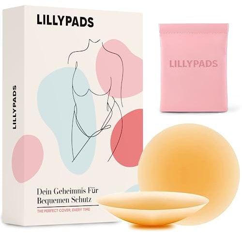 Lillypads® Premium Cache Tetons Femme – L’Original – Cache Teton - Cache-tétons réutilisables – Nipple Cover 8cm – Cache Decollete Femme – pour Dos Nu – Tanned