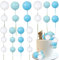 Gyufise 30Pcs Colorful Balls Cake Topper Mini Balloon Cupcake Toppers DIY Foam Ball Cake Insert Decoration for Wedding Baby Shower Birthday Party Decorations Supplies Deep Blue Light Blue White