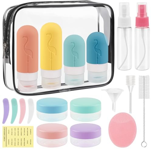 EBANKU 20 Pack Travel Bottles Set for Toiletries TSA Approved Travel Size Conditioner, Free Leak Proof Silicone Squeezable Travel Accessories, Refillable for Shampoo Conditioner Lotion Soap