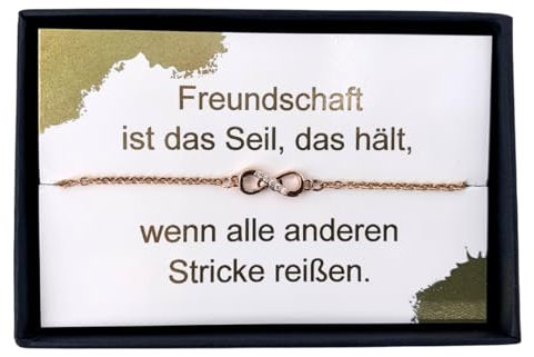 NataschaWoge® GESCHENK dezent minimalistisch Strass Unendlichkeit Edelstahl beste Freundin Armband Freundschaft Schmuck Geburtstag Armkettchen (Armband Rosegold)