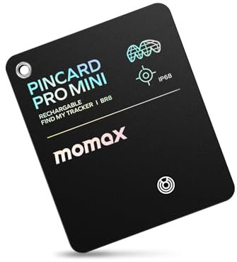 MOMAX Wallet Tracker Card, Keysmart Card Wireless Rechargeable Key Finder work with Find My (iOS 18+ only) IP68 Waterproof Smart Wallet Finder Keychain Hole for Keys, Bags, Luggage, Wallet, Phone