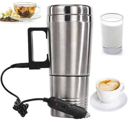 Bouilloire Voiture 24V, Tasse Chauffante Électrique 300ml pour Café/Thé, Chauffe-Eau Rapide avec Arrêt Automatique, Portable pour Voyage/Bureau/Camping, Allume-Cigare