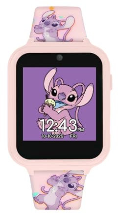 Disney Kids Lilo & Stitch Ange Digital Interactive Smart Watch avec Bracelet en Silicone LAS4088, Rose, Moderne