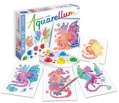 Sentosphère 3906515 Aquarellum Junior, Aquarell-Mal-Set für Kinder, Motiv Drachen, DIY Kreativset, Bastelset, Malset ab 6 Jahren