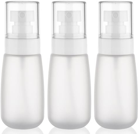 Travel Spray Bottle 2oz /60ml-3 Pack Plastic Mini Makeup Setting Refillable Fine Mist Spray Bottles TSA Approved Leak Proof Small Travel Bottle Containers for Water, Perfume, Face & Hair Mist (3Clear)