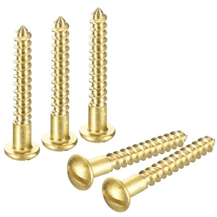 QUARKZMAN Vis à Bois M3 x 25mm à Tête Ronde Fendue en Laiton, Vis Autotaraudeuses pour le Travail du Bois, 40 Pièces