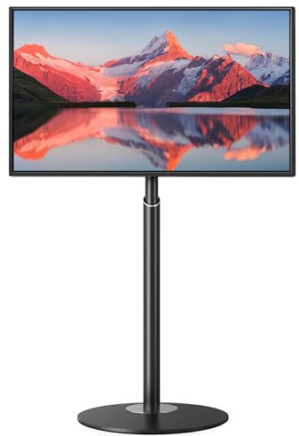 UPGRAVITY Soporte de TV con soporte para pantalla plana/curvada de 45 a 65 pulgadas de hasta 75 libras, soporte de suelo para TV con bandeja de regleta de alimentación, 3 ajustes de altura, soporte