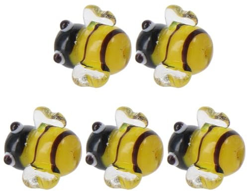 YYlingx 5 pièces perles de verre au chalumeau faites à la main, perles d'abeille 3D perles de thème d'insecte pour le bricolage