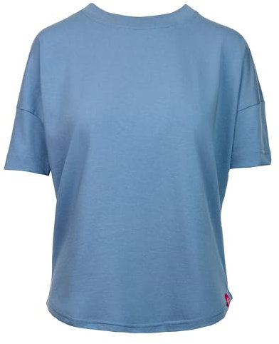 Salzhaut Damen T-Shirt Leev Unifarben - Sommershirt mit Rundhalsausschnitt in Ice-Blue Größe L