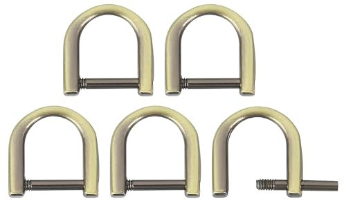 QUARKZMAN D Rings Schraubenschäkel, 5 Stück 9mm Zinklegierung Hufeisen U Form D Ring Schnallen Taschenzubehör zum Nähen für Taschen Selber Machen Lederhandwerk Schlüsselanhänger, Bronze
