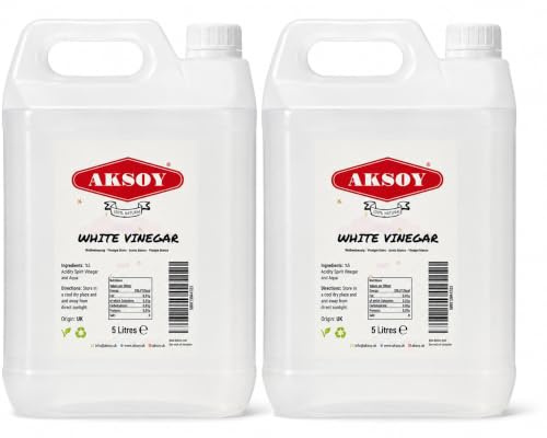 Aksoy White Vinegar 10L (Pack of 2x5L) | Multi-Purpose Vinegar for Cleaning, Pickling, Marinating, Cooking, Weed Control, Descaling & General Household Use