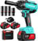 AOSTOK Brushless Impact Wrench 800 Nm, 1/2 Cordless Impact Wrench with 2 * 4000 mAh Batteries, 3 Speed Options, Impact Gun with 4 Sockets, Cordless Impact Wrench for Cars Trucks