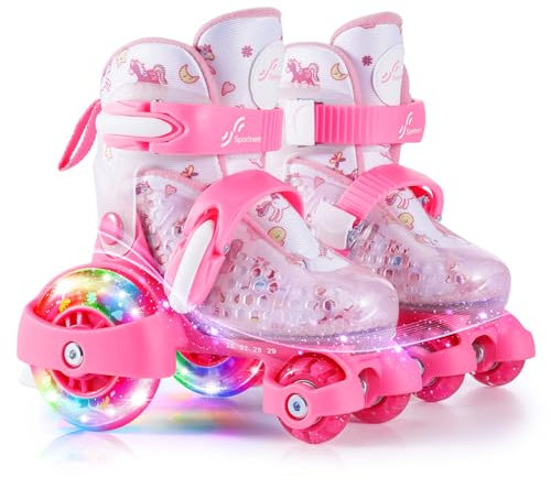 Rollschuhe Kinder Verstellbar Mädchen, Rollschuhe Kinder 30-33 26-29 4 Größen Verstellbar für Kinder Drinnen Draußen Mädchen Anfänger
