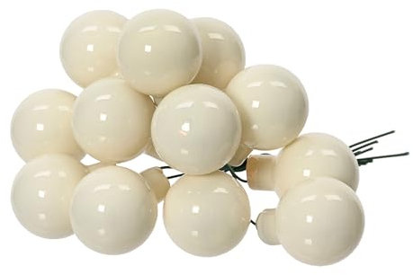 Kaemingk Bolas de Navidad en cristal de alambre 2,5 cm x 12 unidades de bayas de espejo brillantes – pequeñas bolas decorativas – Adornos para árbol de Navidad y decoración navideña – blanco lana