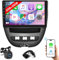 2G+32G Carplay Autoradio für Peugeot 107 Toyota Aygo Citroen C1 2005-2014 mit 10 Zoll Bildschirm,Android 13 Autoradio mit Navi Android Auto Bluetooth HiFi Mirror Link WiFi SWC+ Rückfahrkamera