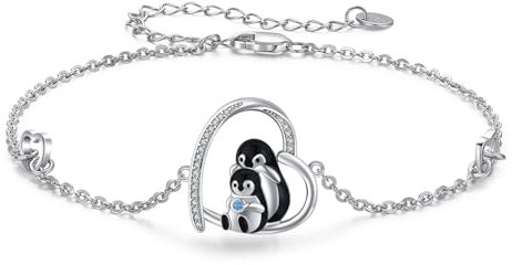 REDSUN Pinguin Armband 925 Sterling Silber Pinguin Armband Für Damen Herz Pinguin Armbänder Tier Schmuck für Pinguin-Liebhaber Frauen Weihnachts Geschenke