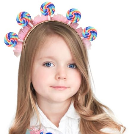 Krmoau Lollipop-Haarbänder, süßes Lollipop-Stirnband - Lollipop Stirnband Rosa Kopfbedeckung,Haarschmuck, Haarbänder Candy Stirnband für Kleinkinder Mädchen, Candy Kostümzubehör