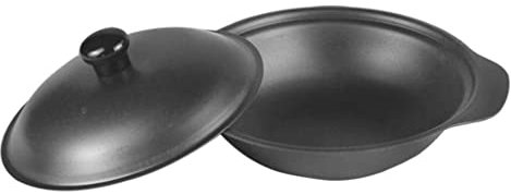 Mini-Kasserolle aus Gusseisen, Wok, flach, antihaftbeschichtet, 26 cm, Schwarz