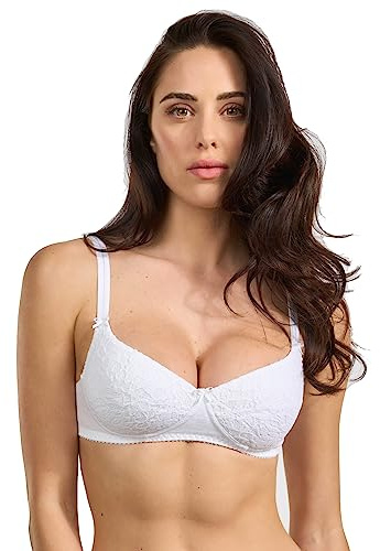 Spiman Reggiseno Imbottito in Cotone, Senza Ferretto, con Pizzo, Spalline Regolabili, Coppa B Art 331