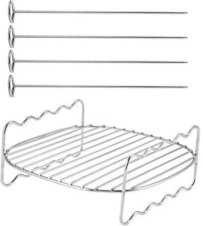 Stainless Steel Double Layer BBQ Rack - Replacement Grill Tray for Philipss Air Fryer HD9225, HD9920, HD9231, HD9233, HD9904, Compatible with Rotisserie Oven & Outdoor BBQ