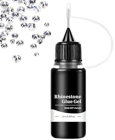 Rhinestone Glue Nails - 10ml Fast-Dry Nail Jewel Adhesive, Strong Rhinestone Bonding Glue | Precision Needle Head for 3D Designs, Secure Hold for Gems, Crystals, Nails Salon