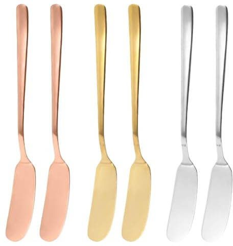 HINFHI 6 Pieces Butter Knife, Stainless Steel Kitchen Utensils, Jam Spray Knife, Kitchen Supplies, Cooking Accessories.