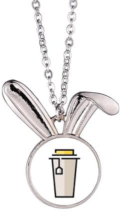 no/no caricature milk tea cup Rabbit Necklace Pendant Bunny Animal Jewelry Gift