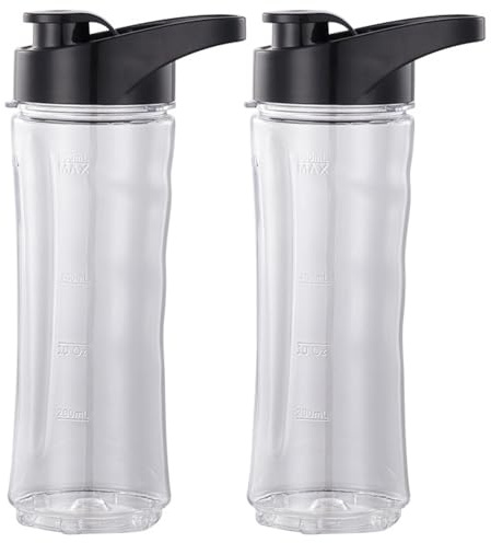 Veesper Blenders Bottle 2Pcs 20oz Plastic Sport Water Bottle with Lid, Replacement Blender Cups for Gym, Travel, Hiking, Camping, Cycling and Outdoor Sports