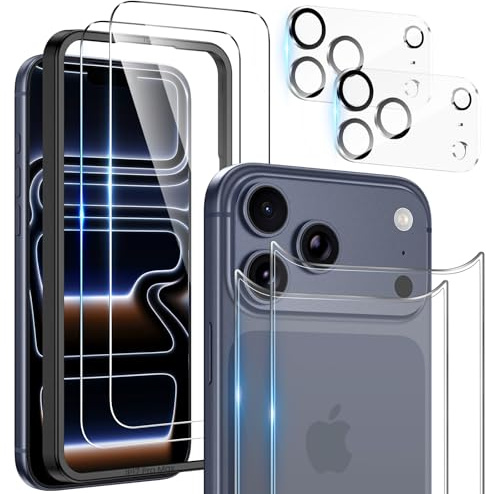 Kamita [2+2+2Pack] Tempered Glass Screen Protector Compatible with iPhone 17 Pro Max 6.9 inches, HD Clear Full Coverage Front and Back Protective Film with Camera Lens Protector for iPhone 17 Pro Max